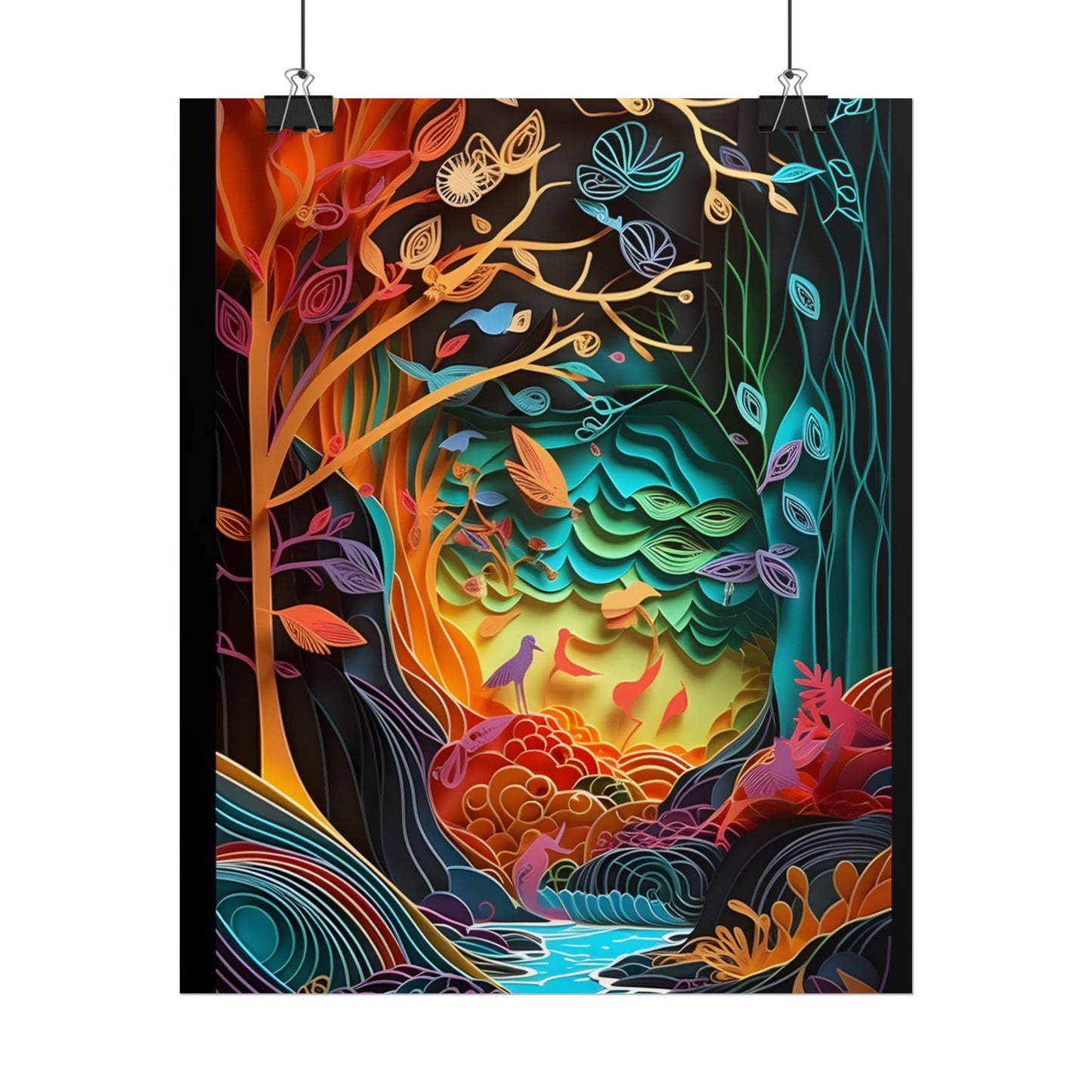 Peaceful Island Oasis: Paper Quilling Landscape Art - Poster