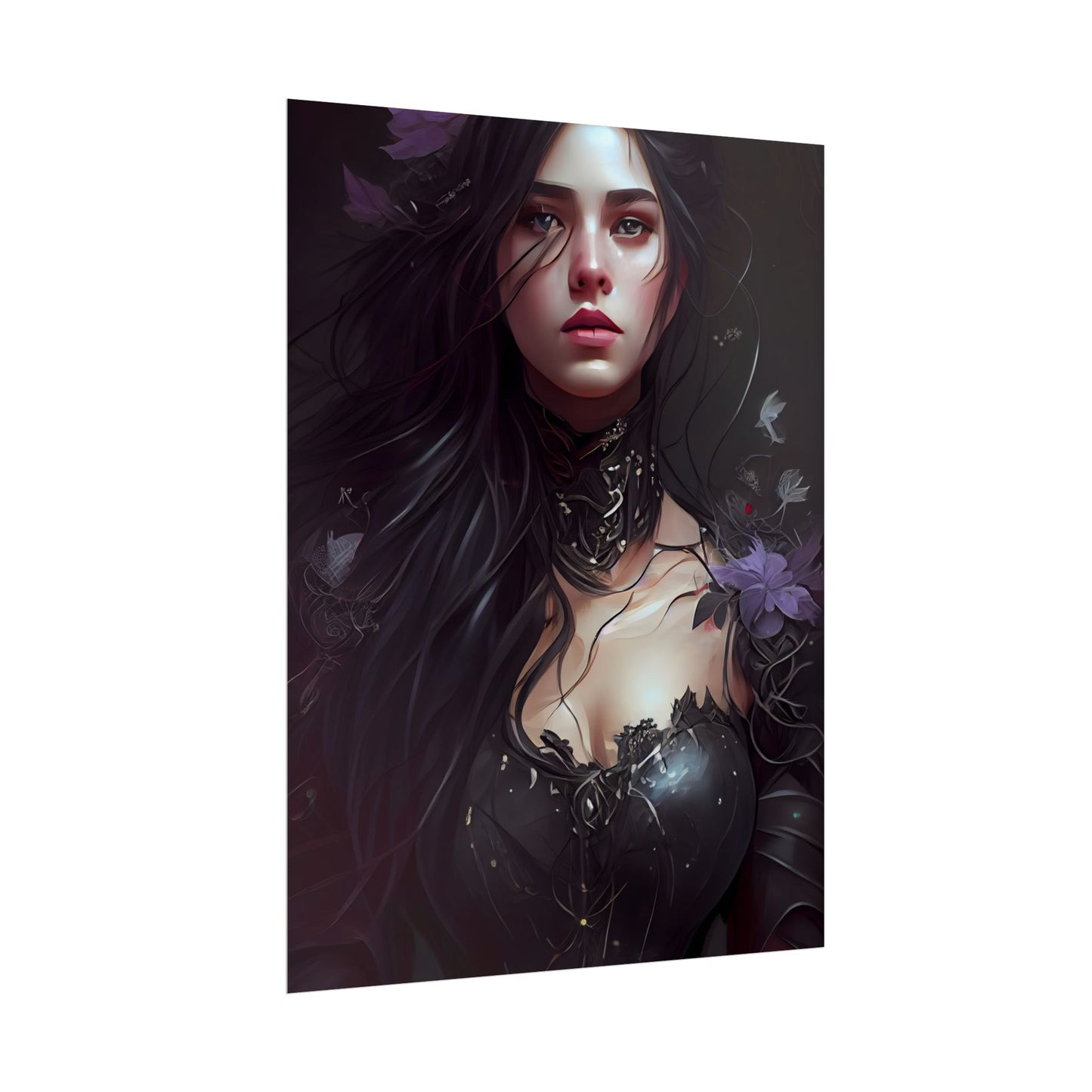 Striking Woman Portrait: Black Hair Artwork - Poster