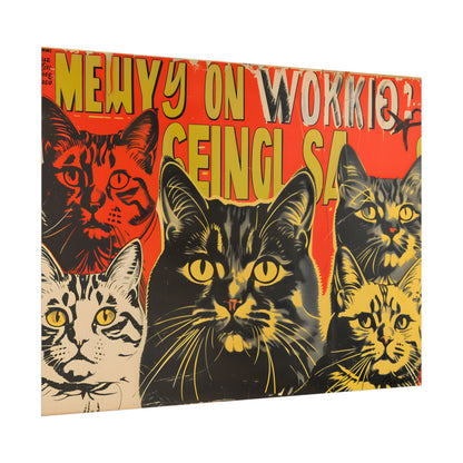 Whisked Away: A Soviet-Inspired Poster Featuring Multiple Feline Friends - Poster
