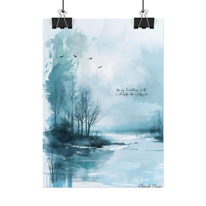 Serene Landscape: A Peaceful Nature Scene with Inspirational Quote - Poster