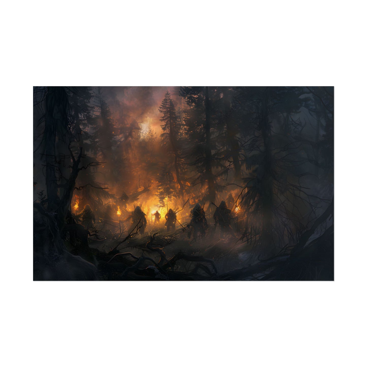 Tranquil Forest Sunset: People Connecting with Nature - Poster