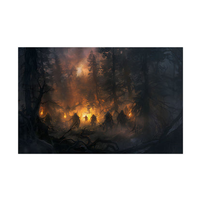 Tranquil Forest Sunset: People Connecting with Nature - Poster