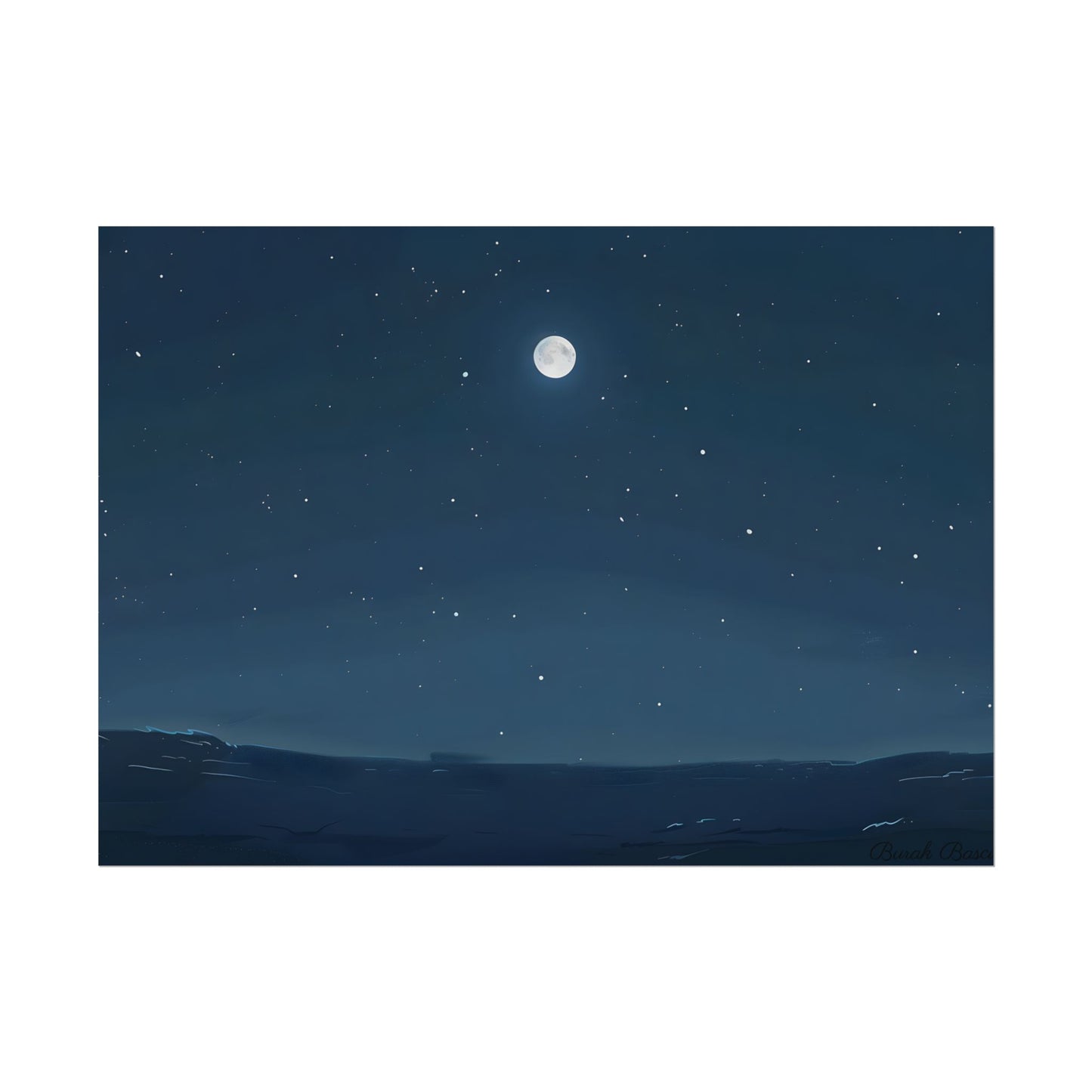 Starry Night Sky: Minimalist Beauty in Blue - Poster