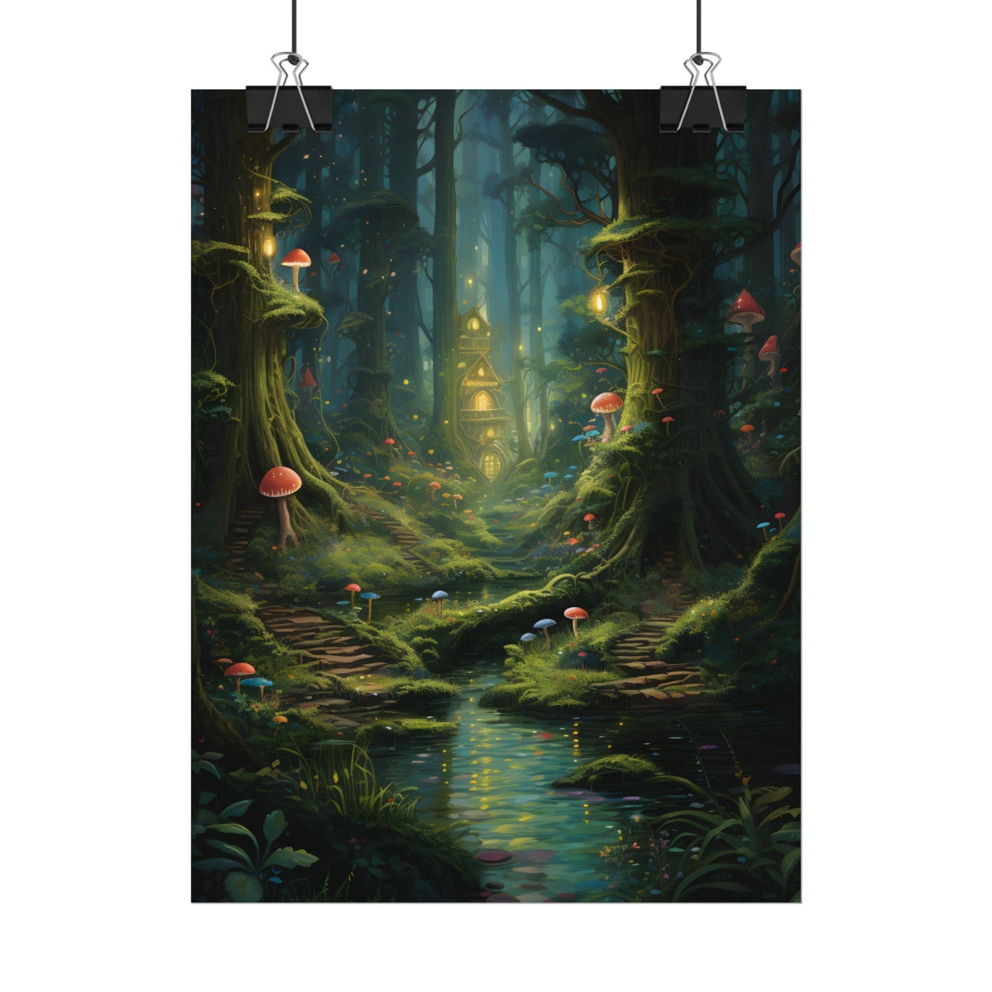 Enchanted Forest: Grimm's Fairy Tale Characters in Serene Woods - Poster