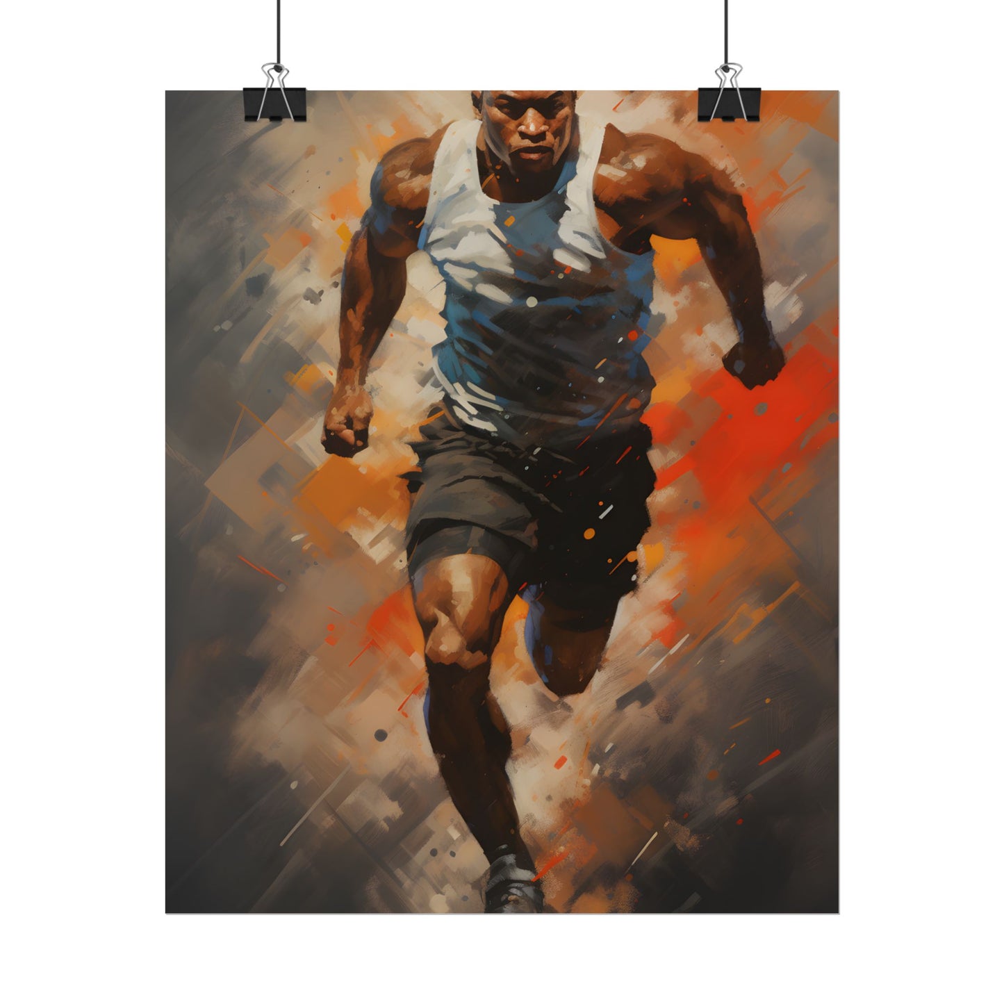 Passionate Athlete in Motion: Dynamic Portrait Artwork - Poster