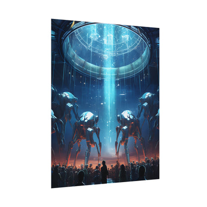 Vibrant Robot Symphony: A Harmonious Blend of Human and Robotic Musicians - Poster