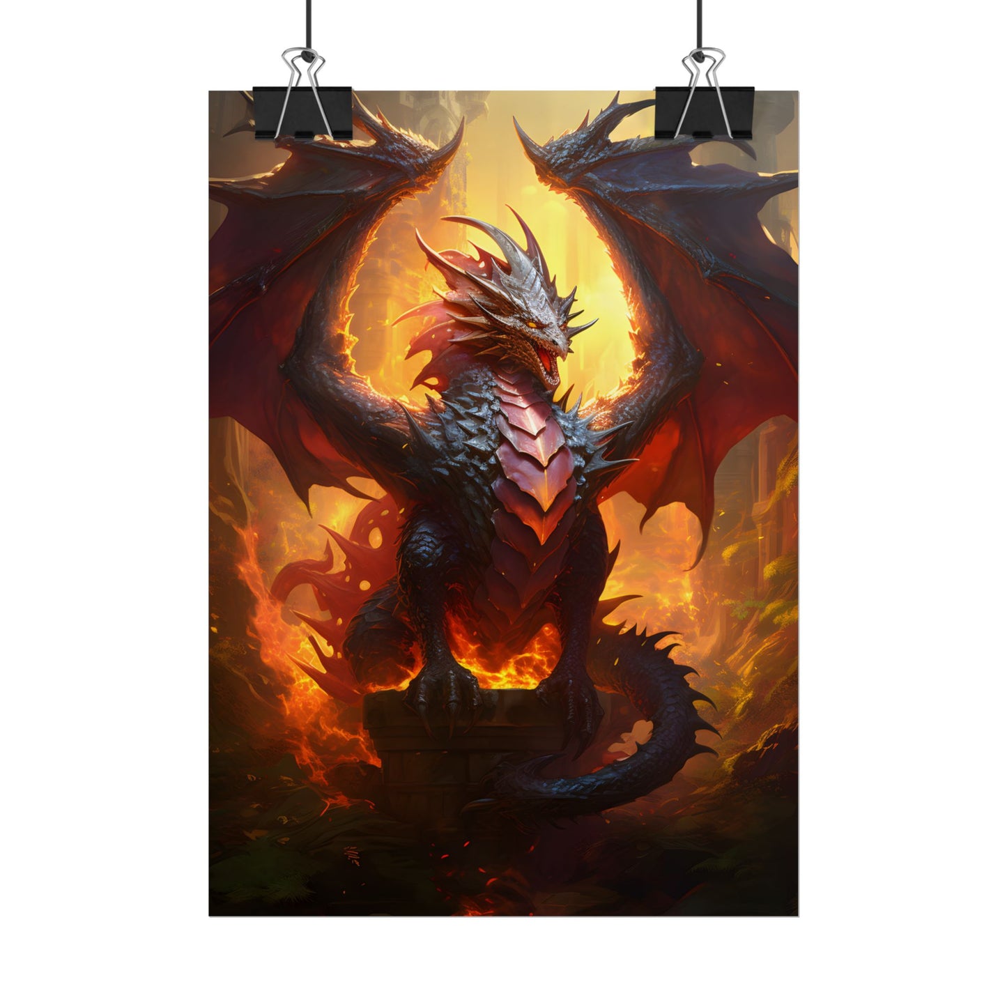 Fantasy Dragon's Treasure Hoard: Ancient Artwork - Poster
