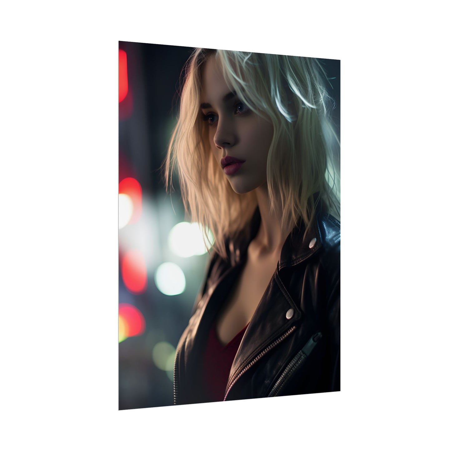Cyberpunk Youth: Close-Up Portrait - Poster