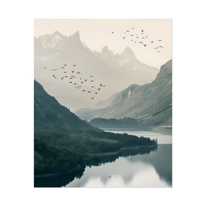Serene Mountain Lake: A Peaceful Nature Artwork - Poster