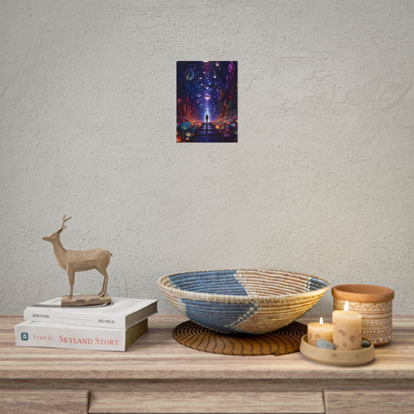 Celestial Art Gallery: Indoor Space with Starry Canvas - Poster