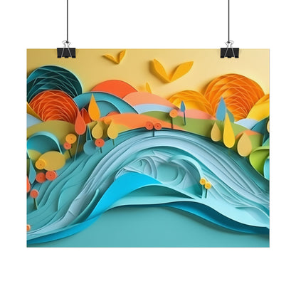 Magical Peaceful Beach: Paper Quilled Serenity - Poster