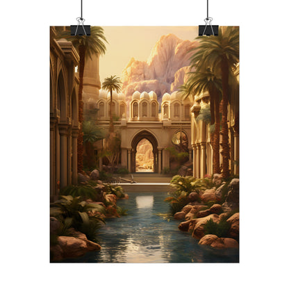 Desert Oasis Under Starry Night: Arabian Nights-Inspired Art - Poster