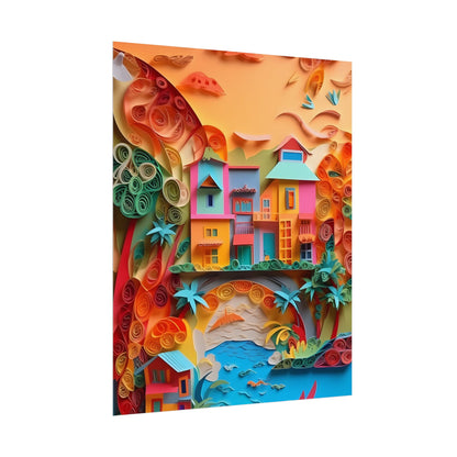 Eye-Catching Beach Paper Quilling: Quilled Landscape Artwork - Poster