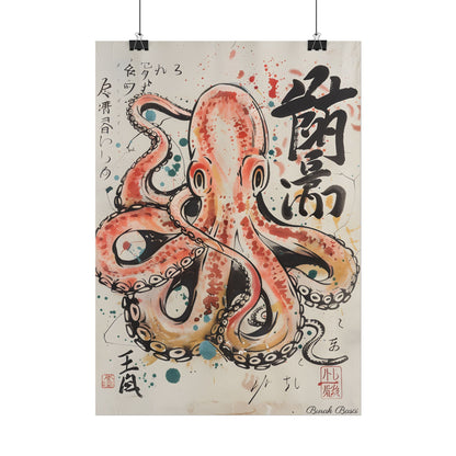 Traditional Japanese Octopus Artwork: Ukiyo-e Print - Poster