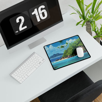 Tranquil Tropical Paradise: Calming Island Scene Art - Desk Mat