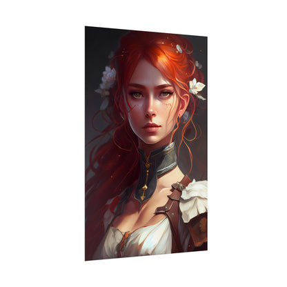 Redheaded Beauty: Formal Portrait in Dark Dress - Poster