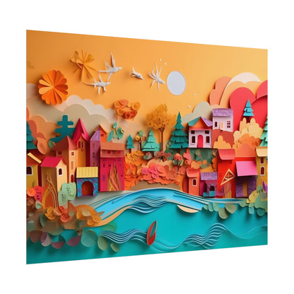 Epic Sunset Beach: Magical Paper Quilling Artwork - Poster