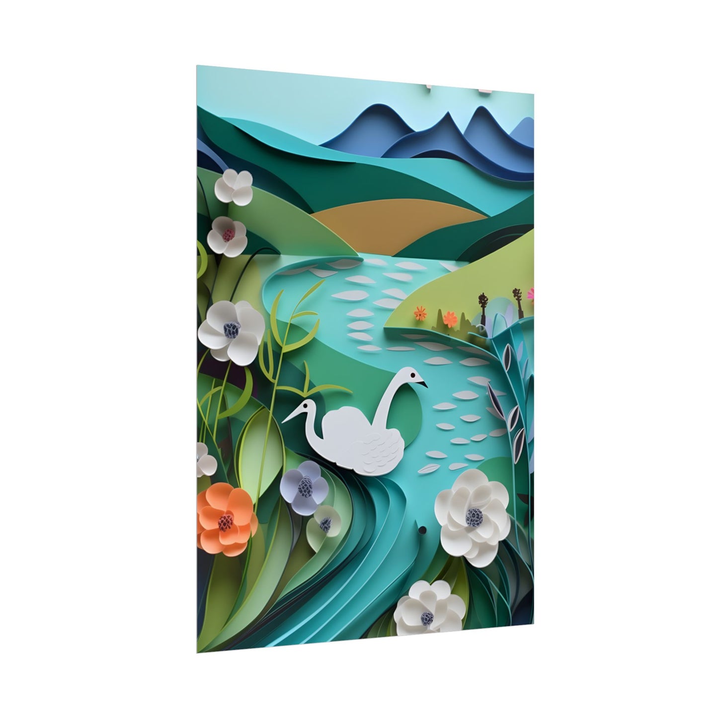 Vibrant Paper Quilling Island: A Beautiful Tropical Landscape - Poster