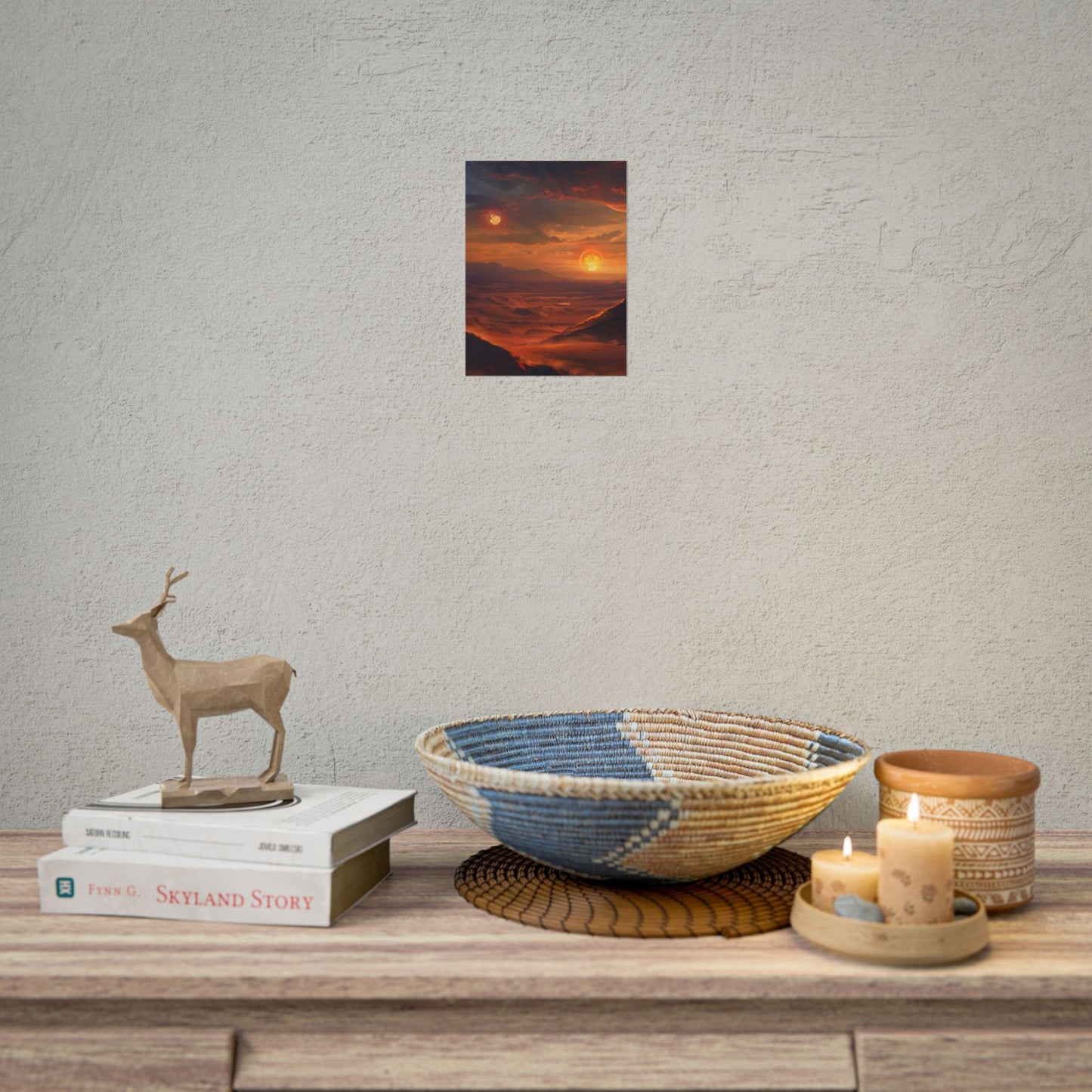Peaceful Tatooine Sunset: Barren Desert Landscape - Poster