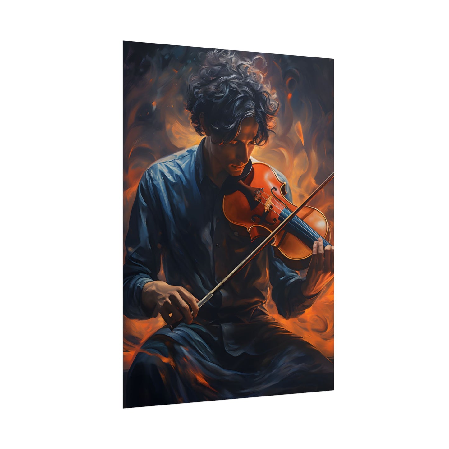 Mysterious Musician Portrait: Enigmatic Eyes Artwork - Poster
