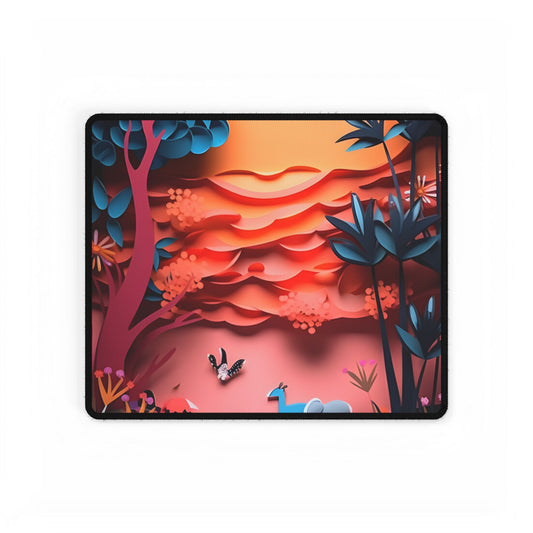 Vibrant African Quilling Landscape: Colorful Paper Art - Desk Mat