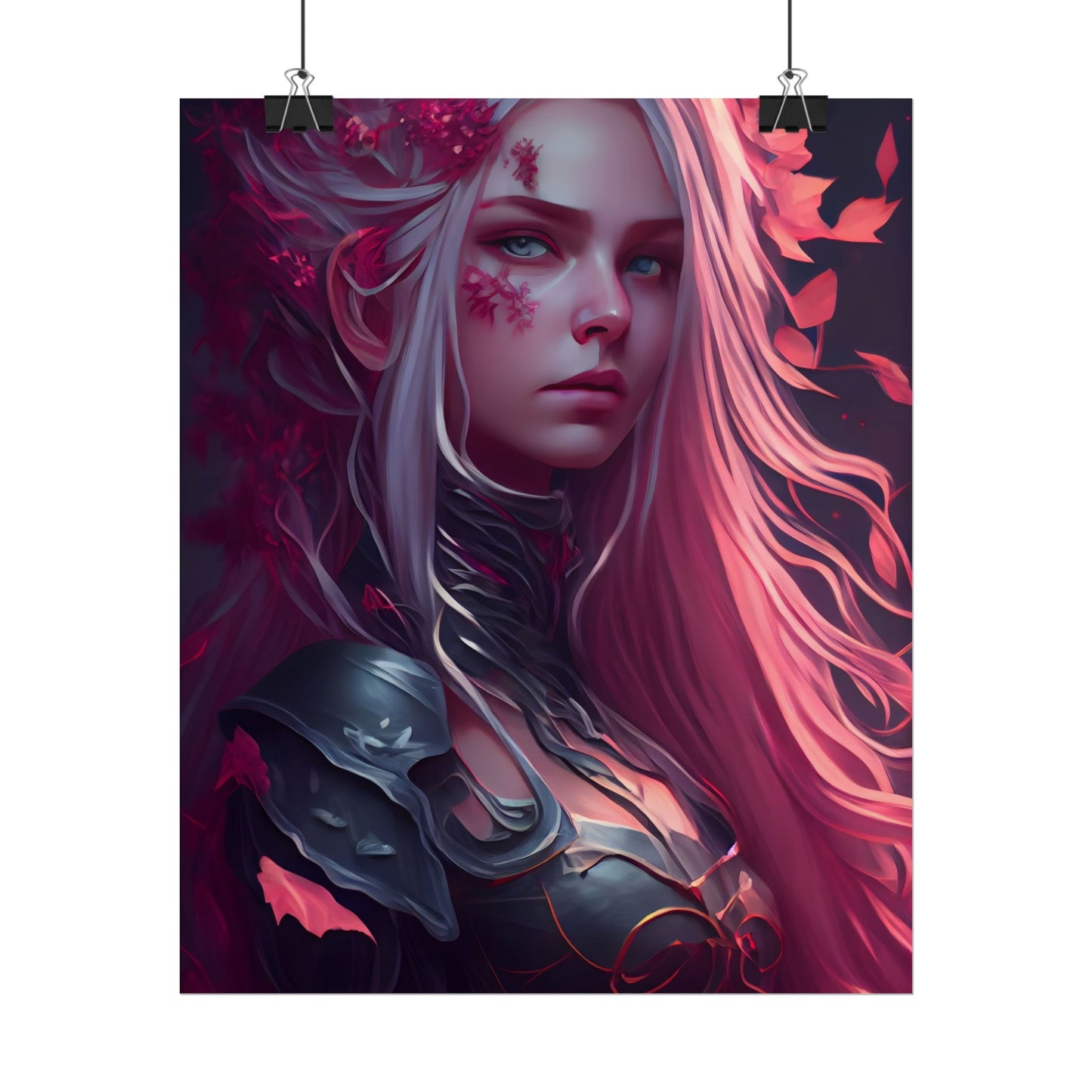 Astonishing Female Portrait with Pink Hair: Artistic Vision - Poster