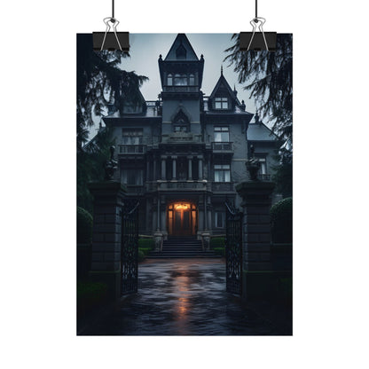 Haunted Victorian Mansion: Spooky Atmosphere Artwork - Poster