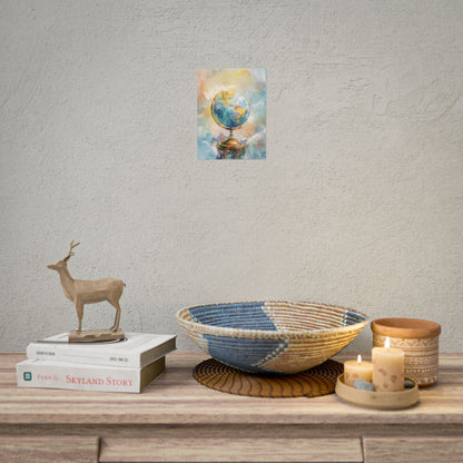 Vintage-Style Globe: World Map with Iconic Features - Poster
