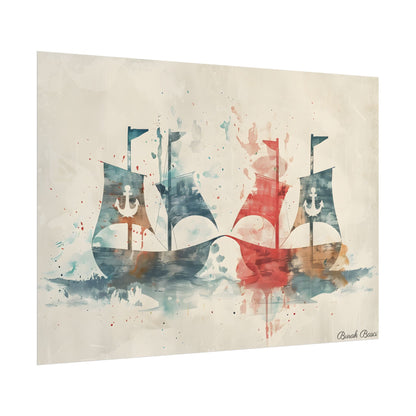 Vintage Nautical Flags: Antique Maritime Heraldry Illustration - Poster