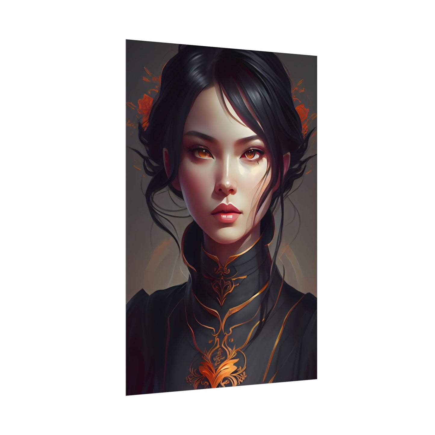 Realistic Female Portrait in Elegant Dress - Poster