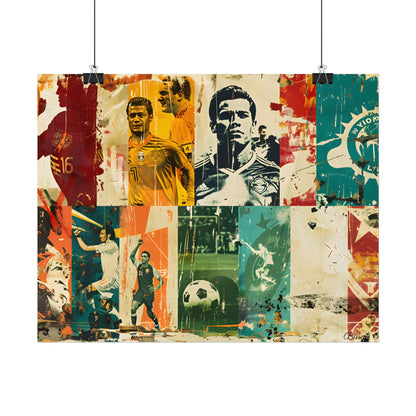 Vintage Soccer Posters: Retro Sports Art Collage - Poster
