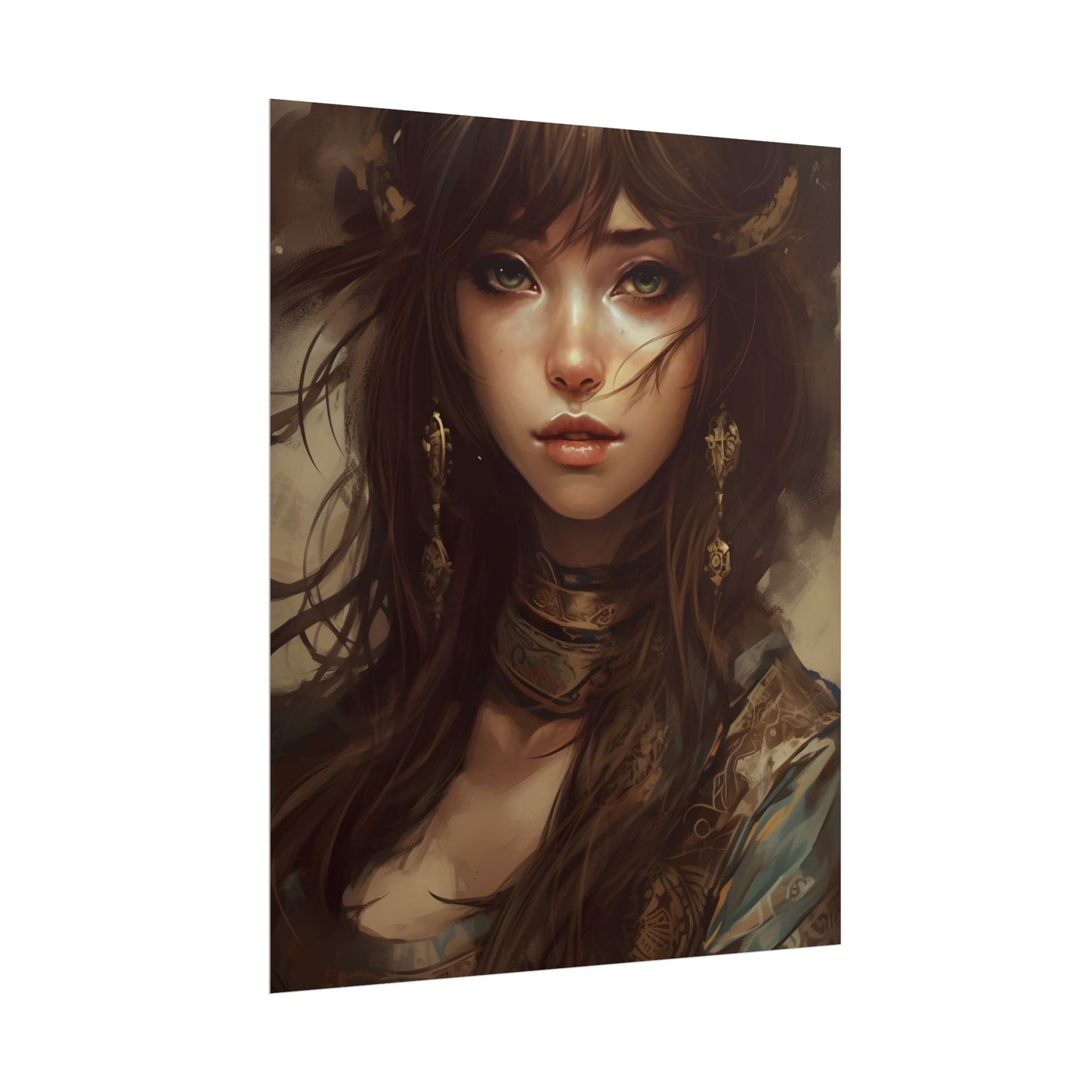 Enchanting Brunette Portrait: Gentle Beauty - Poster