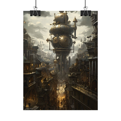 Vibrant Steampunk City: A World of Wonder - Poster