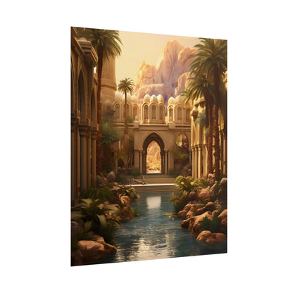 Desert Oasis Under Starry Night: Arabian Nights-Inspired Art - Poster