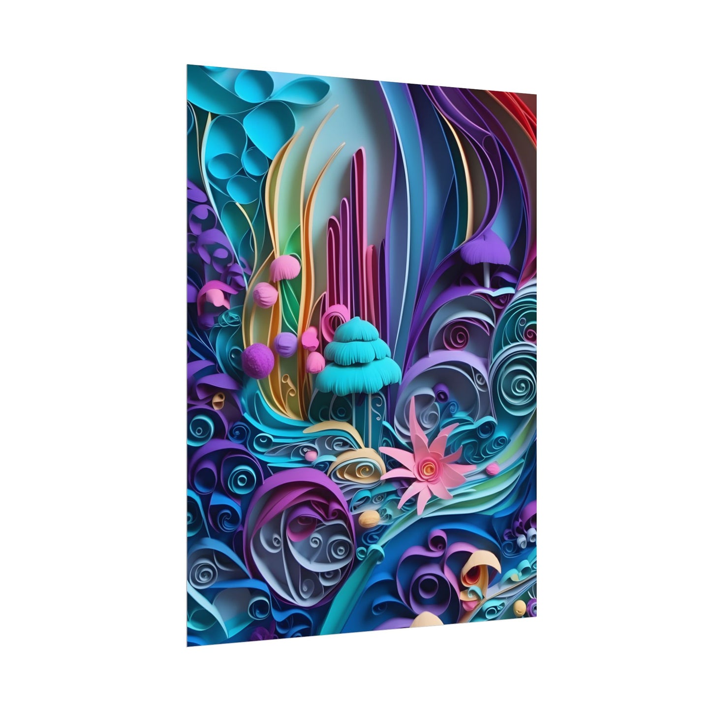 Vibrant Beach Landscape: Paper Quilling Artwork - Poster