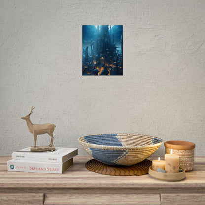 Underwater Futuristic Cityscape: Close Up Digital Artwork - Poster