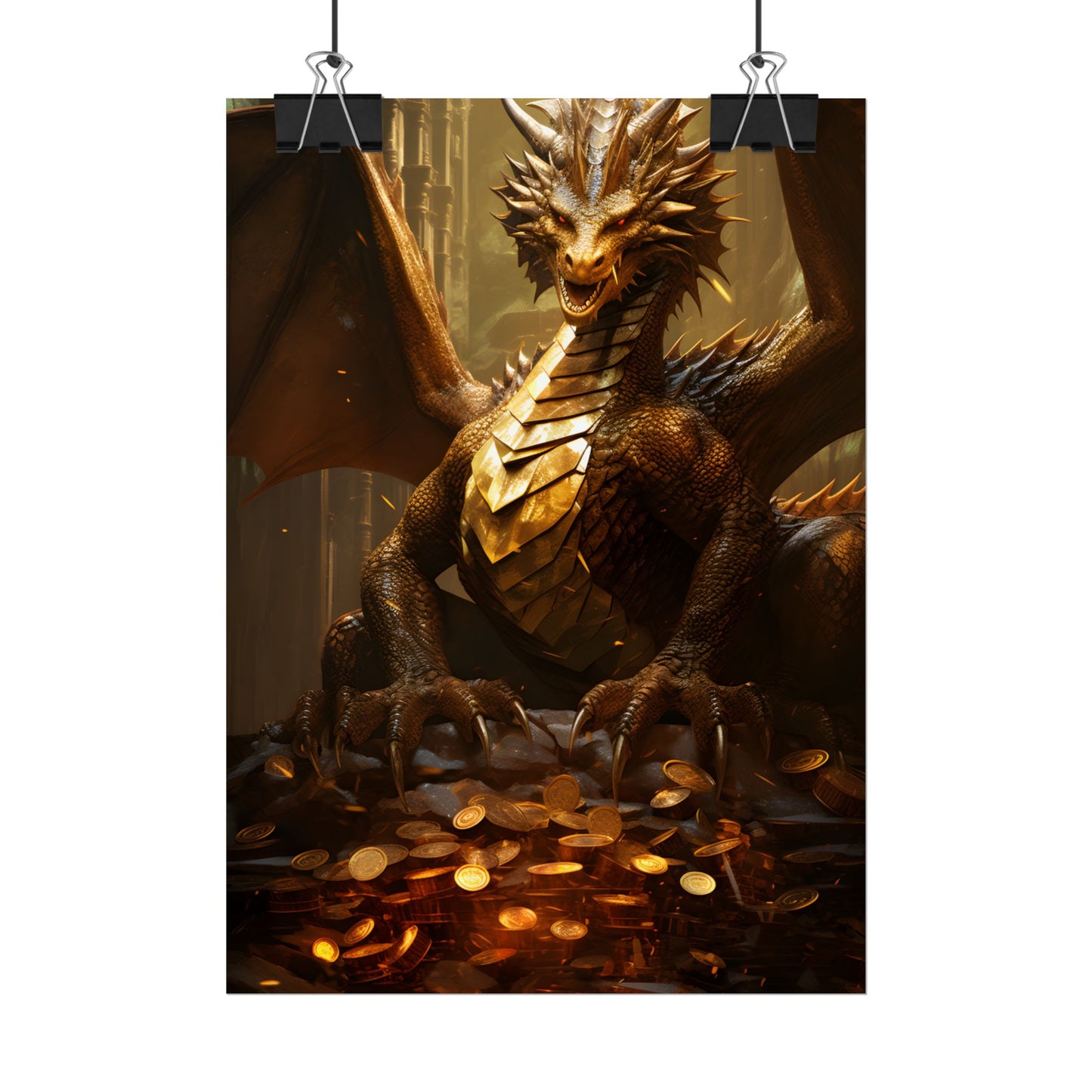 Majestic Dragon Guardian: Fantasy Artwork in a Magical Lair - Poster