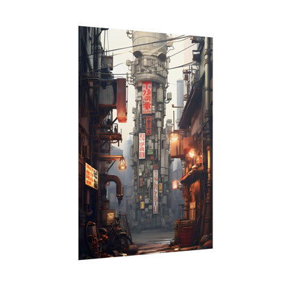 Steampunk Post-Apocalypse: Detailed Cityscape Digital Art - Poster