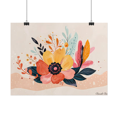 Blooming Growth: Vibrant Flower Artwork - Poster