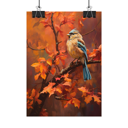 Vibrant Oak Branch: Colorful Oil Painting Artwork - Poster