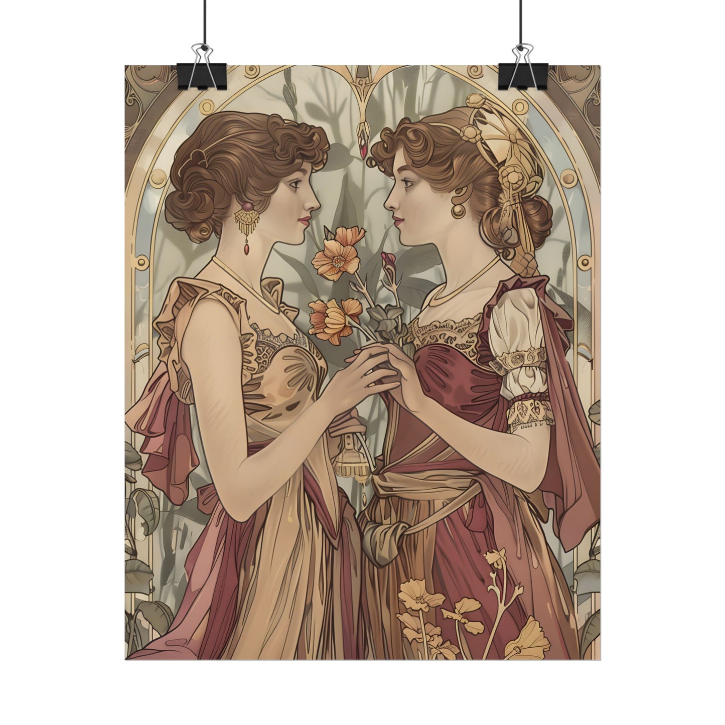 Middle Eastern Floral Beauty: Traditional Attire Digital Art - Poster