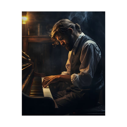 Mysterious Piano Maestro: Musical Artwork - Poster