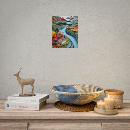 Paper Quilled Island Landscape: Handmade Artwork Photo - Poster