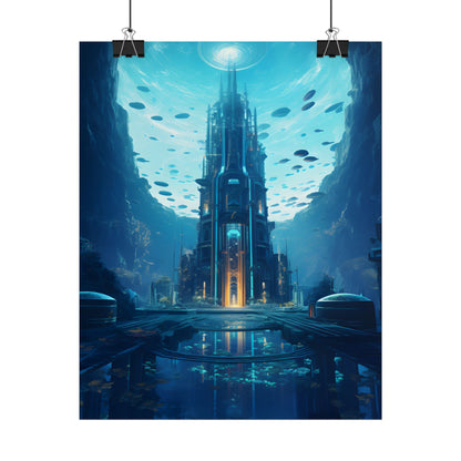 Dive into the Future: Submerged Metropol Underwater Cityscape - Poster