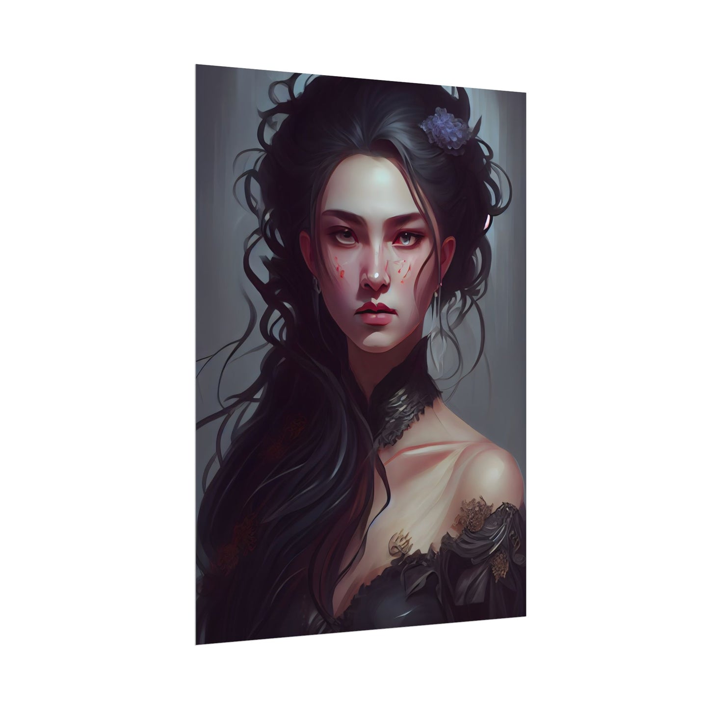 Astonishing Female Portrait: Dr. Black Hair Elegance - Poster