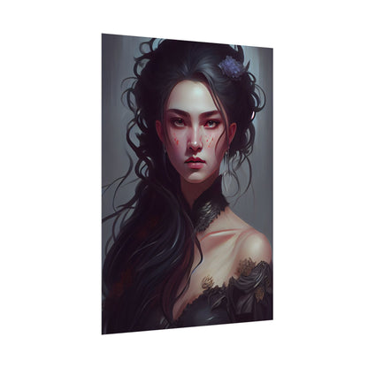 Astonishing Female Portrait: Dr. Black Hair Elegance - Poster