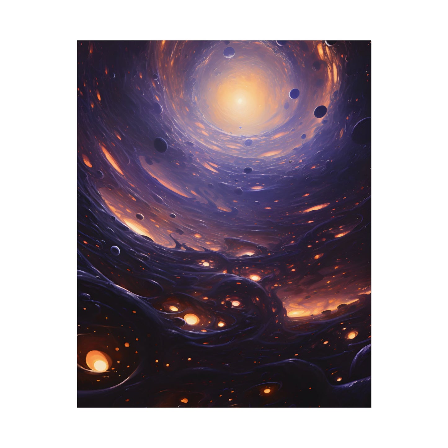 Black Hole Cosmic Encounter: Massive Planet Digital Art - Poster