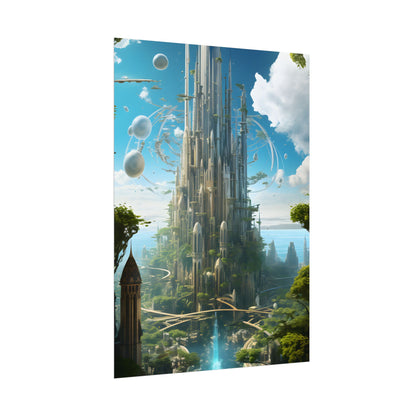 Breathtaking Floating City: Urban Waterways Digital Art - Poster