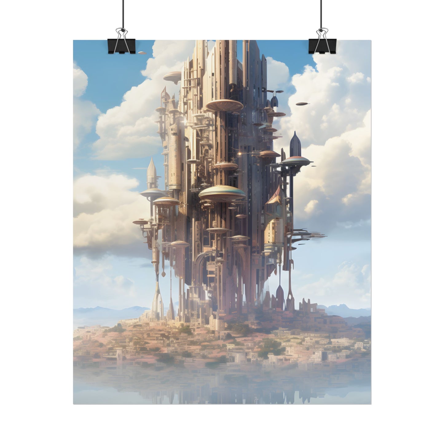 Breathtaking Floating Cityscape: Columbia 6 Digital Art - Poster