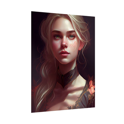 Astonishing Blonde Portrait: Artistic Beauty in Darkness - Poster